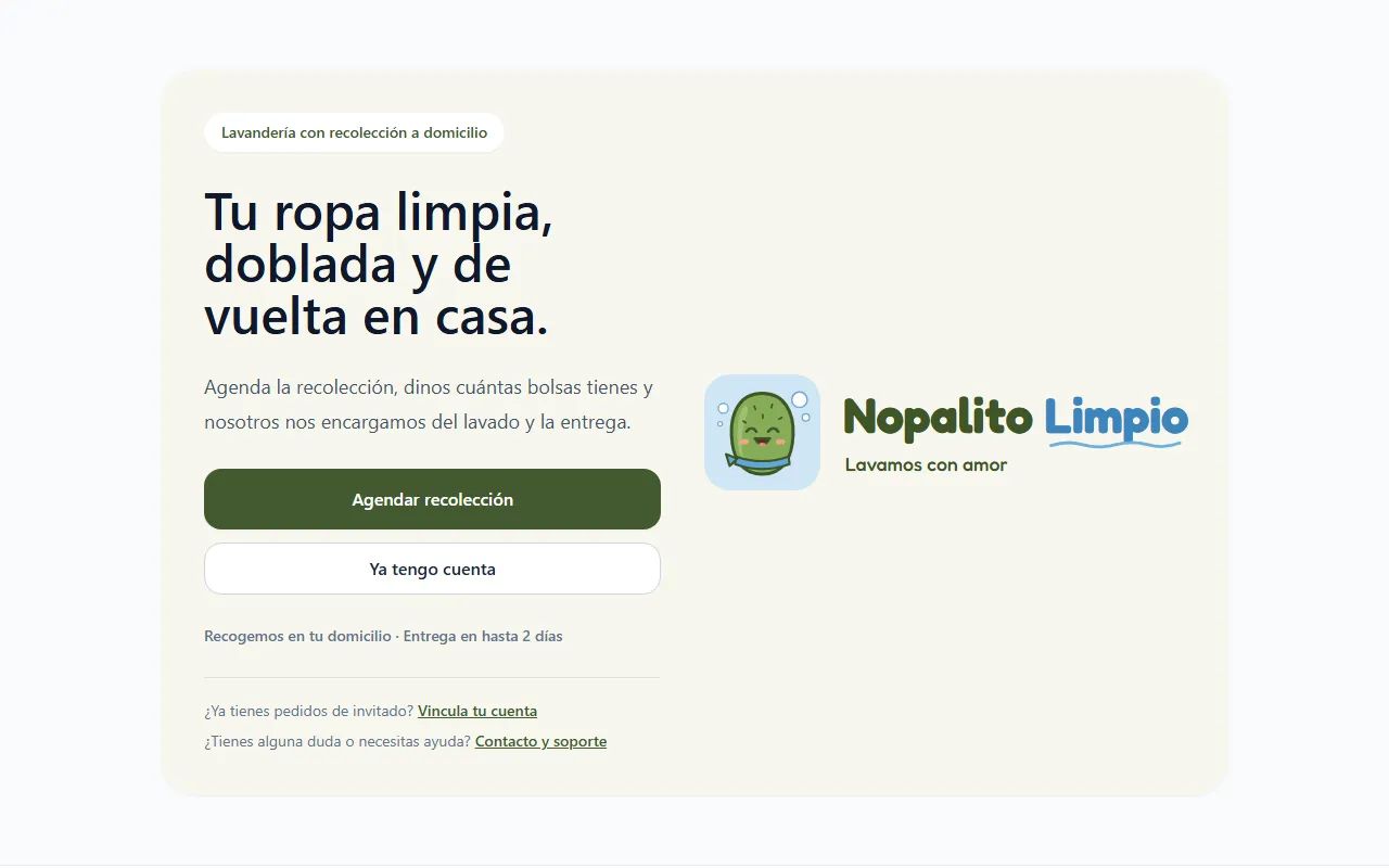 Página de inicio de Nopalito Limpio